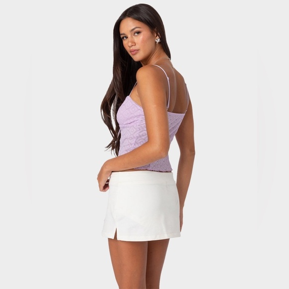 NWT - EDIKTED Textured Lacey Tank Top in Lilac - Size M - Picture 5 of 5